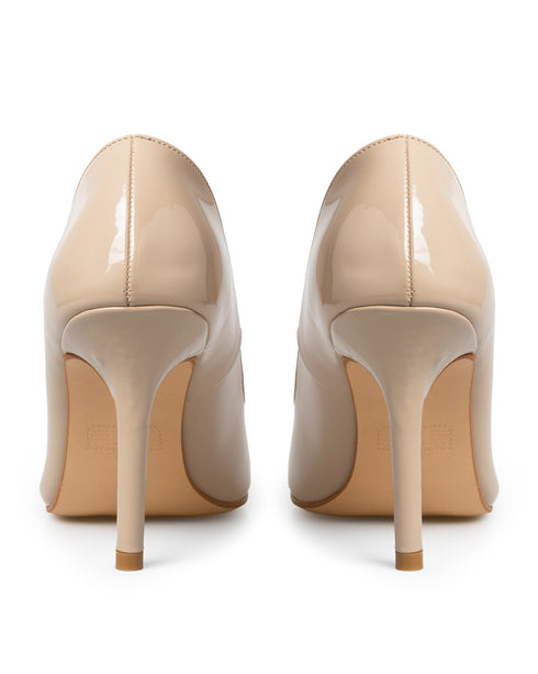 Zapatilla Tacón Nude Punta Negra 28529